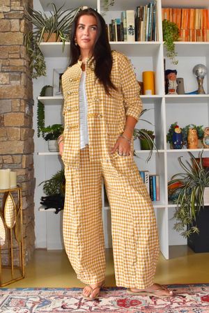 Nonni Gingam Napoleon Jacket Mustard